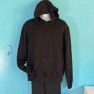 Black Cotton Hoodie BTSA Womens Size L /  10 USA Made Casual Loungewear Pullover